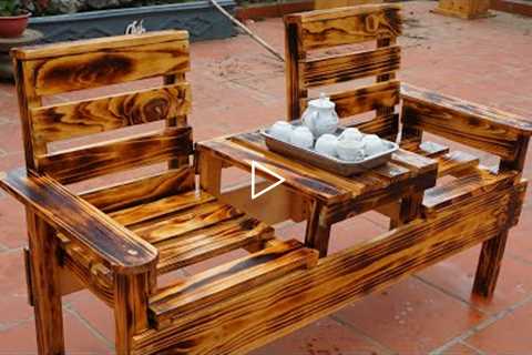 Creating a Double Chair from a Wooden Pallet is Easy more | Amazing when Combined With Fire!!!