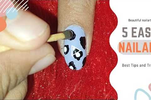 5 easy nail art using household items/ beautiful nail art for Beginners