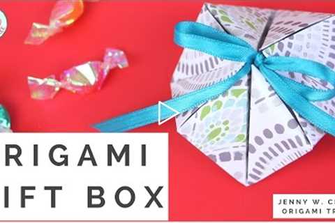 Origami Gift Box (ONE 1 Sheet of Paper!) - How to Make a Geometric Paper Gift Box Tutorial