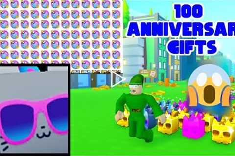 🎉 I Opened 100 Anniversary Gifts In Pet Simulator X (😱 OP HATCHES!)
