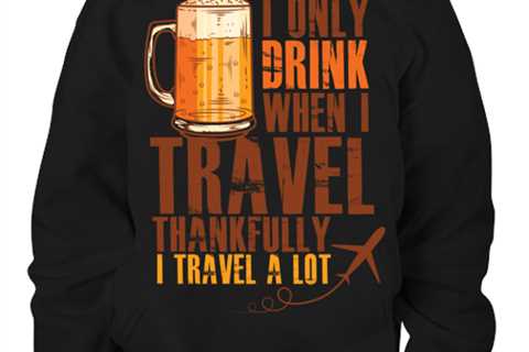 I Only Drink When I Travel, black Youth Hoodie. Model 6400014