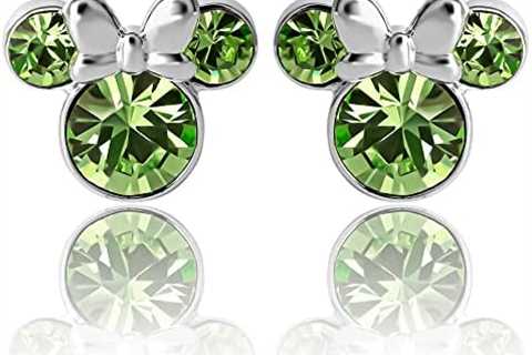 Disney Womens Minnie Mouse Birthstone Stud Earrings – Minnie Mouse Earrings – Birthstone Jewelry –..
