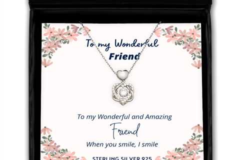 To my Friend, when you smile, I smile - Heart Knot Silver Necklace. Model
