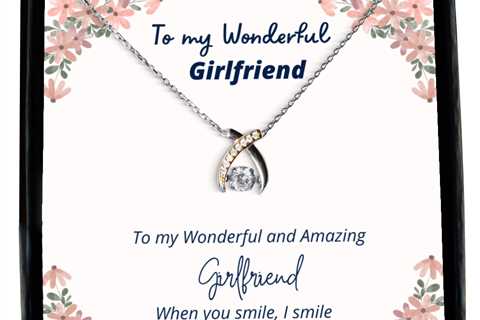 To my Girlfriend, when you smile, I smile - Wishbone Dancing Necklace. Model