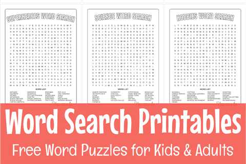 30 Free Word Search Printable Puzzles