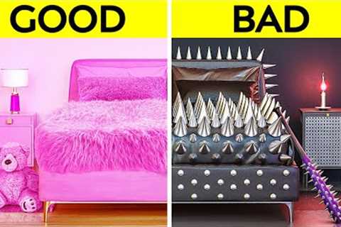 GOOD VS BAD ROOM MAKEOVER CHALLENGE || Incredible BlackPink Crafts & DIY Items for House by 123 ..