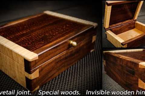 ⚡ The Special Wooden Box / Invisible Wooden Hinge - Using only basic tools / Dovetail Joints